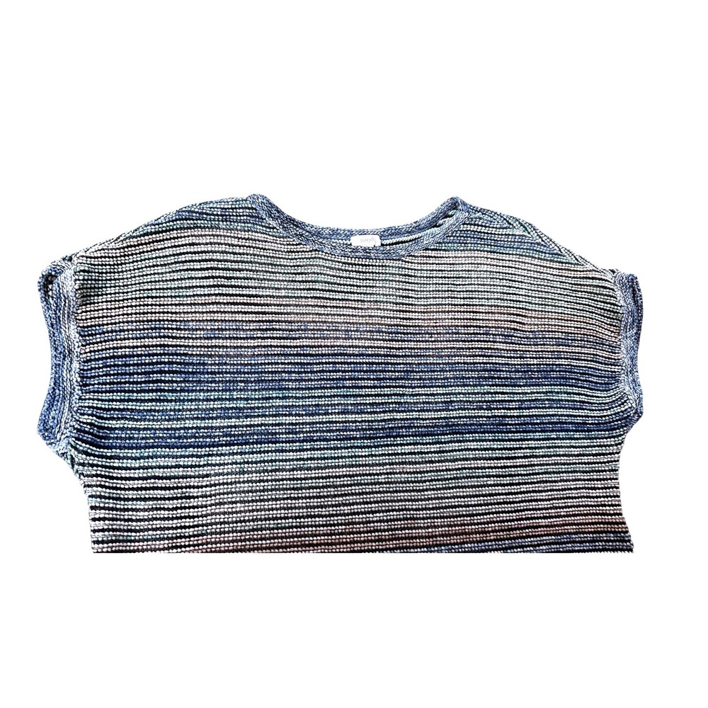 Pure Jill J Jill Striped Cotton Linen Knit Sweater Top Womens 2X Short Sleeve - Picture 3 of 7